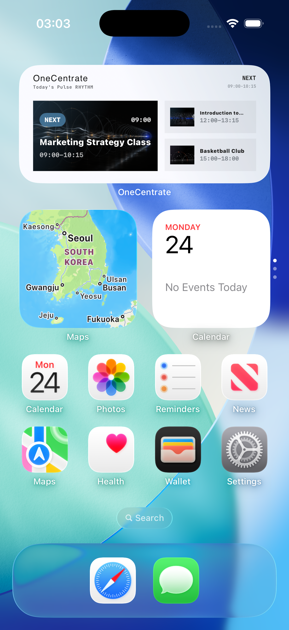 Englisches Pulse-Widget auf dem Home-Bildschirm des iPhone